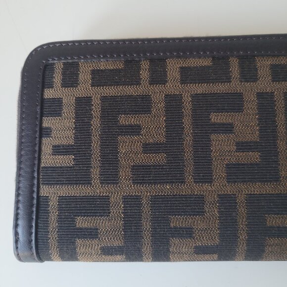 FENDI Tobacco Zucca Canvas Zip Around Wallet - Picture 12 of 16